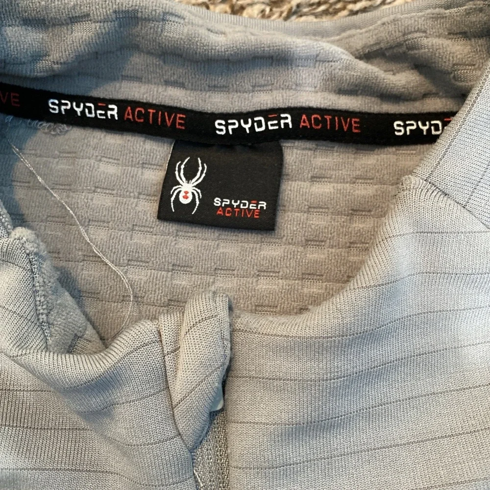 Spyder Quarter‎ Zip Pullover Mens Large Grey Textured Activewear Thumbhole Mock
